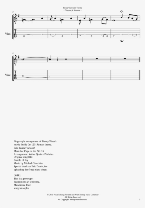 Inside Out Main Theme Sheet Music Composed By Arr - Sheet Music