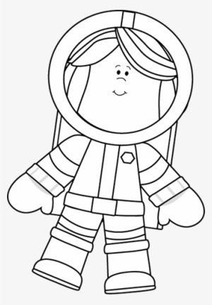 Black And White Little Girl Astronaut Clip Art - Astronaut Cartoon Images Black And White