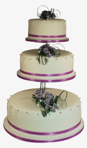 Pink Ribbon Three Tier Wedding Cake - Cake