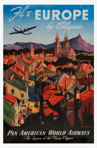Advertising, Airline, Airline Posters, Posters, Transportation - European Travel Poster
