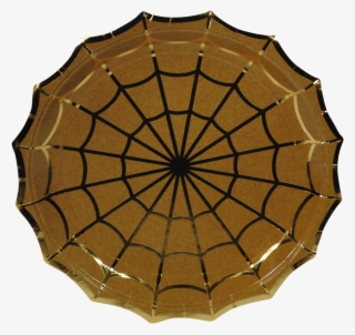 Cedar And Gold Foil Spiderweb Halloween Paper Plates - Halloween Spider Web
