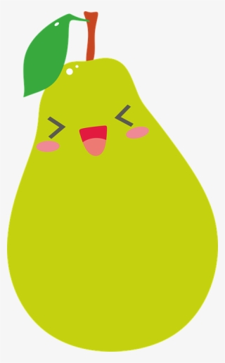 Pear, Green, Fruit, Cute, Kawaii, Sweet, Happy, Healthy - Kawaii Pear Clipart