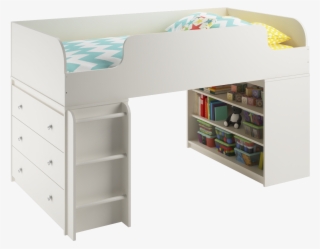 Cosco Elements Loft Bed With Bookcase And 3-drawer - Writing Desk