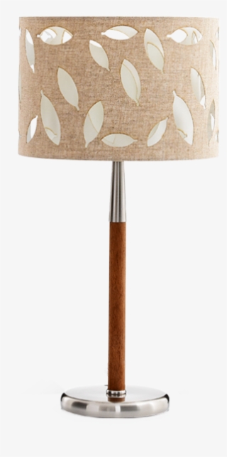 Image For Metal And Wood Table Lamp With Beige Shade - Lampshade