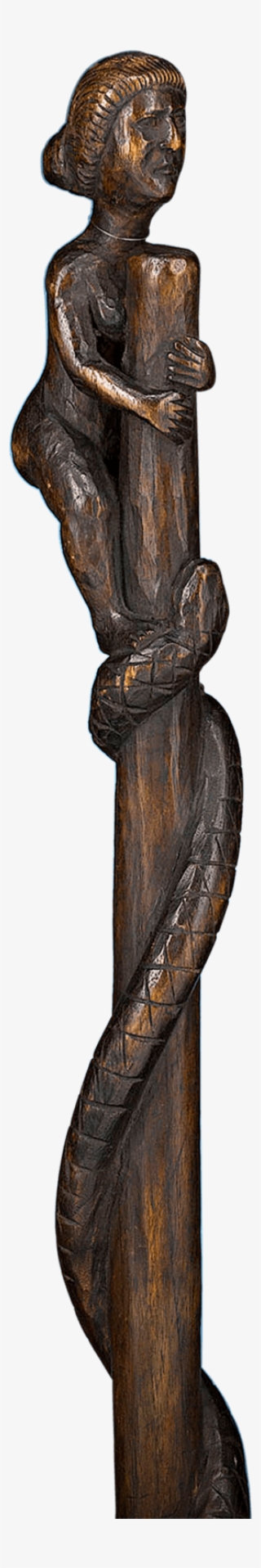Woman And Snake Folk Art Cane - Bronze Sculpture