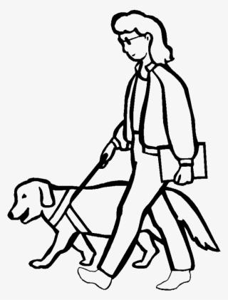 A Blind Woman Walking With Dog Coloring Pages - Walking The Dog Coloring Pages