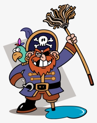 Piratey With Mop - Cartoon Pirate
