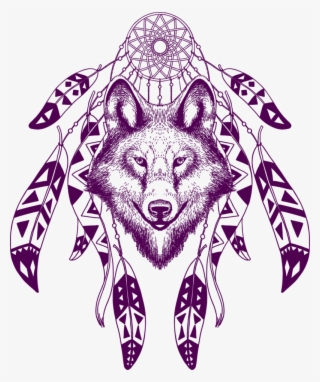 Gray Dreamcatcher Painted Poster Illustration T Shirt - Free Dream Catcher And Wolf Svg