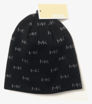 Michael Kors Mk Logo Black/gray Knit Beanie Men's Hat - Beanie