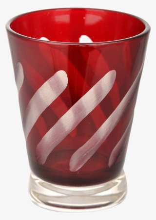 Red Diagonal Stripe Glass Tealight Candle Holder - Pint Glass