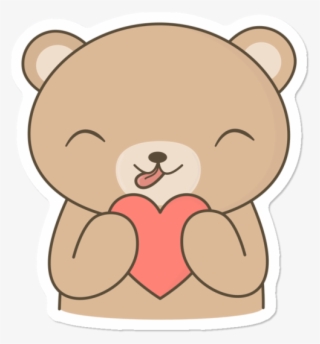 Kawaii Cute Brown Bear With A Heart - Kawaii Brown Bear