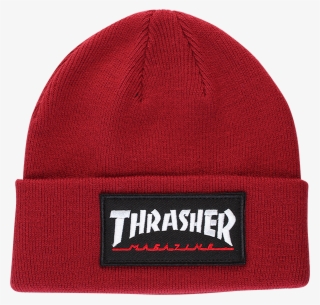Thrasher Logo Patch Beanie Maroon - Thrasher Magazine