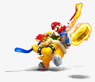 Bowser And Mario Playing Ice Hockey - Mario Sports Mix