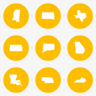 States Icon In Style Flat Circle White On Yellow - Icones De Internet