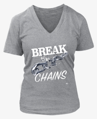 break the chains white ladies v neck t shirt - active shirt