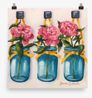 Art Print "pretty Pink Peonies" Bottles & Blooms Series