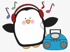 Penguin Pencil And In Color - Penguin Listening To Music Clipart