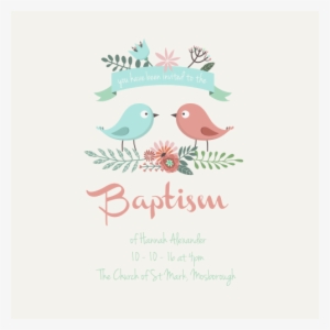 Template For The Birds Baptism Invitations Design