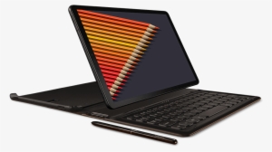 Galaxy Tab S4 Raised Over Keyboard Stand Before Orange - Samsung Tab S4 Keyboard