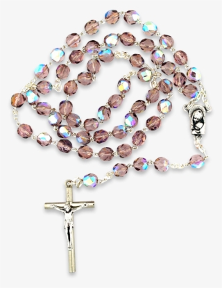Purple Crystal Rosary Beads - Cross
