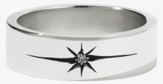 Diamond Star Band Flat - Titanium Ring