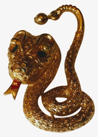 Vintage Monet Figural Coiled Snake Brooch - Indian Cobra