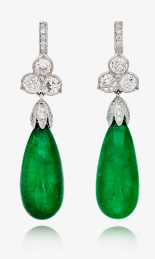View Emerald Drop And Diamond Earrings - Earrings