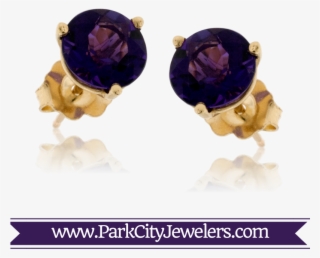 Amethyst Martini Style Post Earrings - Gold Ring Colour Stone