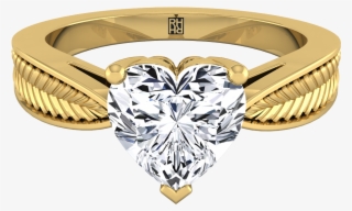 Classic 3 Prong Heart Shape Diamond Engagement Ring - Diamond Engagement Rings Emerald Cut Yellow Gold
