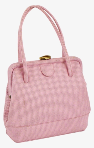 Vintage 1950s Handbag Pink Pebbled Vinyl Purse Bag - Tote Bag
