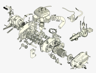 bultaco engine exploded view-transparent - motorcycle