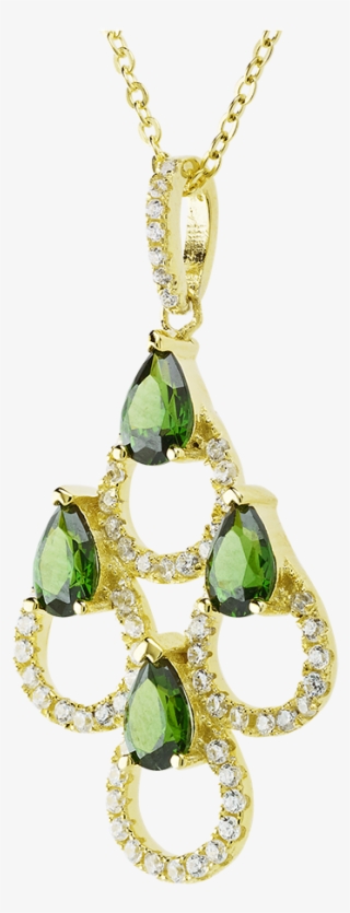 Emerald 18k Yellow Gold Plated Diva Necklace Earrings - Necklace