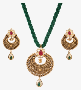 Mehandi Designed Gold Pendent - Necklace