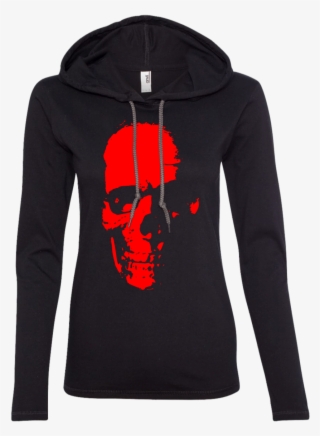 Red Skull Ladies' Hooded Long Sleeve