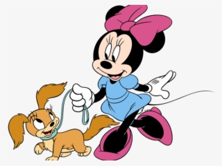 Minnie Mouse Clipart Leopard Print - Minnie Mouse Walking A Dog