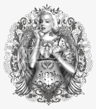 marilyn with wings and tattoos - marilyn monroe tattoo transparent