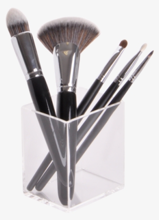 Makeup Brushes In A Cup Transparent