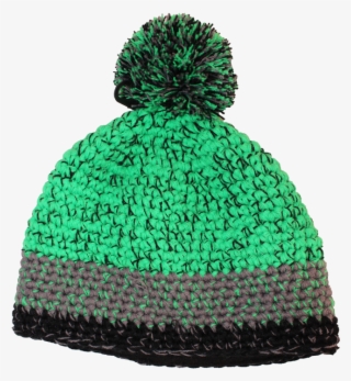 Pom Pom Knit Hat In Green - Beanie