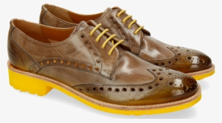 Derby Shoes Amelie 6 Light Grey Shade Yellow - Suede