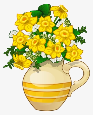 Цветы, Flores, Цветы, Bloemen, Png Daffodils, Flower - Flower Vase Cartoon Png