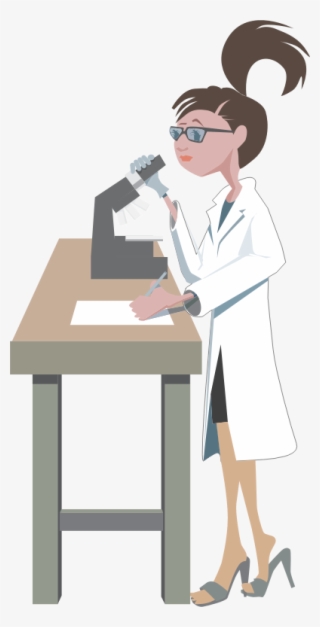 Female Scientist Doing Research - Female Research Cartoon