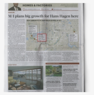 M/i Homes Plans Big Growth For Hans Hagen In Twin Cities - Newsprint