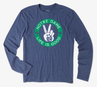 Men's Notre Dame Peace Sign Long Sleeve Cool Tee - Notre Dame Life Is Good