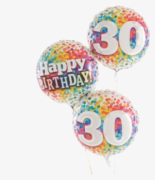 330 Rainbow Confetti Happy Birthday Trio - 50th Birthday Balloons Png
