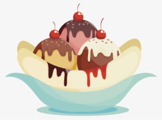 卡通冰淇淋素材卡通冰淇淋巧克力酱香蕉船素材 90设计 Banana Split - 冰淇淋 卡通