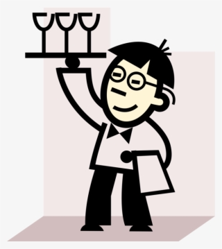 Graphic Black And White Library Restaurant Vector Waiter - Bar Staff Clipart