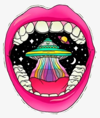 Trippy Rainbow Lips Alien Mouth Space Pink Freetoedit - Psychedelic Mouth