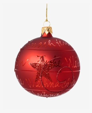 Glass Bauble Merry Christmas, Red, 8cm - Weihnachten Rot