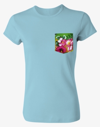 hawaiian flower custom pocket - wednesdays we wear pink shirt