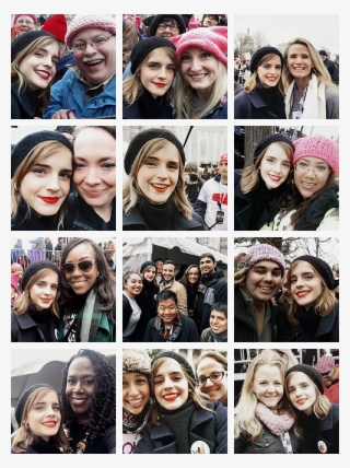 “emma Watson With Fans And Marchers At The Women's - Collage
